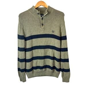 Chaps by Ralph Lauren Sweater Mens Size Medium Mock Neck Striped Knitted Preppy